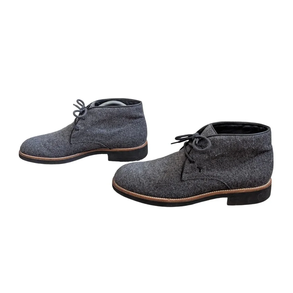 Tods Mens Gray Wool Felt Chukka Boots‎ Made in Italy Ankle Lace Up Shoes Size 7
